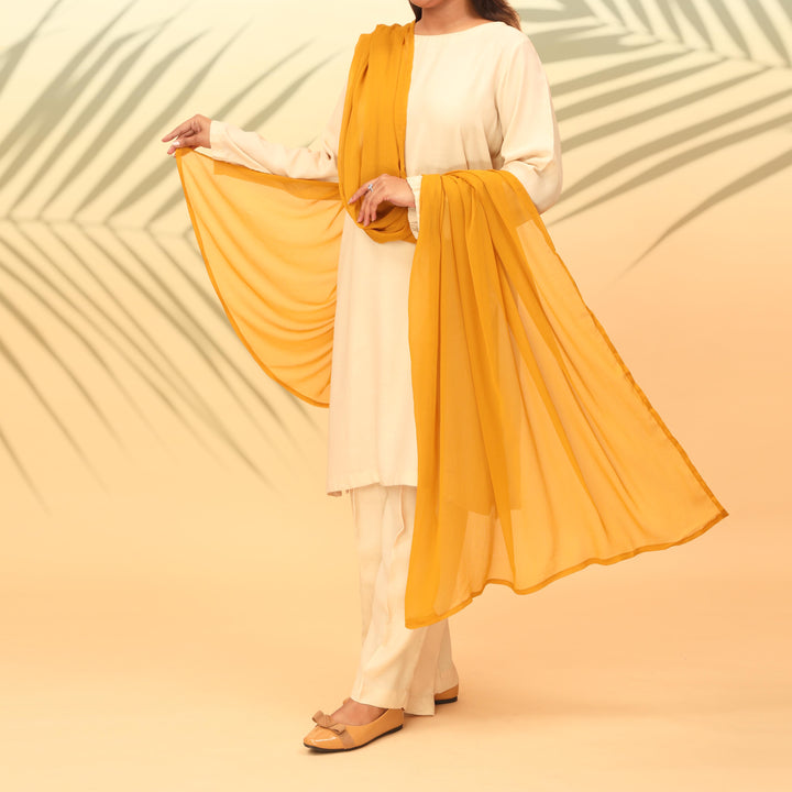 Mustard Dyed Plain Chiffon Dupatta PS4706