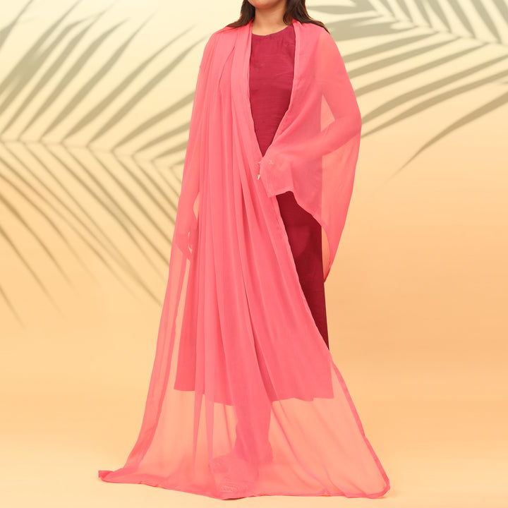 Pink Dyed Plain Chiffon Dupatta PS4706