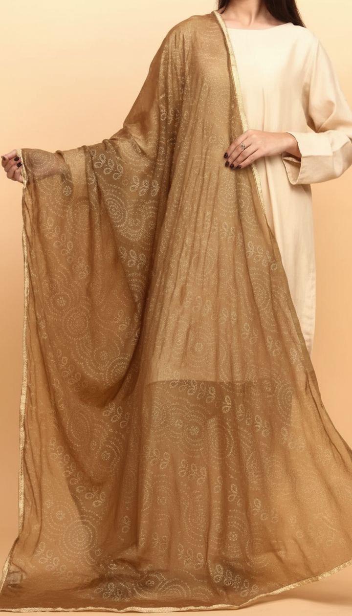 Brown Printed Chiffon Dupatta PS4707
