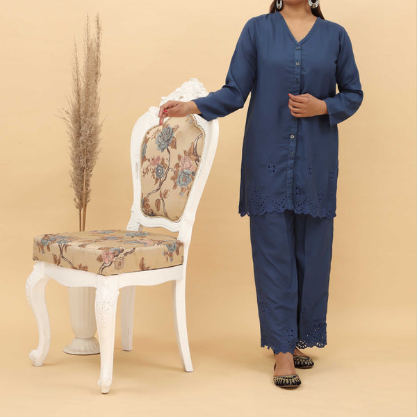 2PC- Schiffli Embroidery Grip Silk Suit PS5011