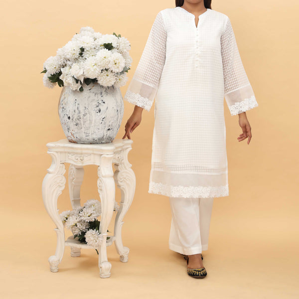 1PC- Embellished Organza Cotton Shirt PS5038