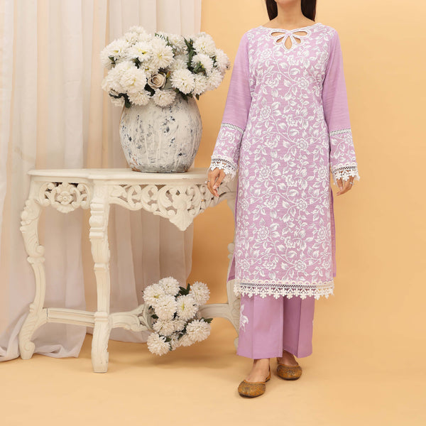 2PC- Slub Lawn Screen Printed Suit PS5047