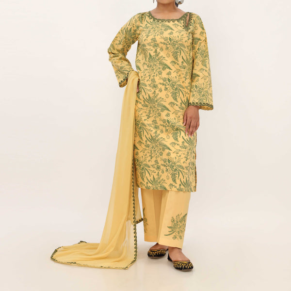 3PC- Allover Printed Cotton Cambric Suit PS5061