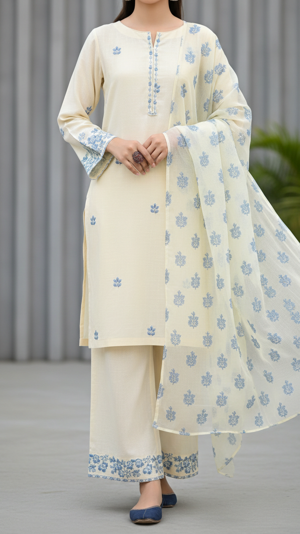 3 PC- Cotton Cambric Suit PS5088