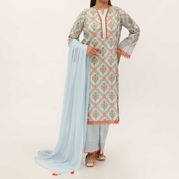 3PC- Screen Printed Cambric Suit PS5090