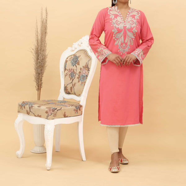 1PC- Embroidered Chambray Cotton Shirt  PS5091