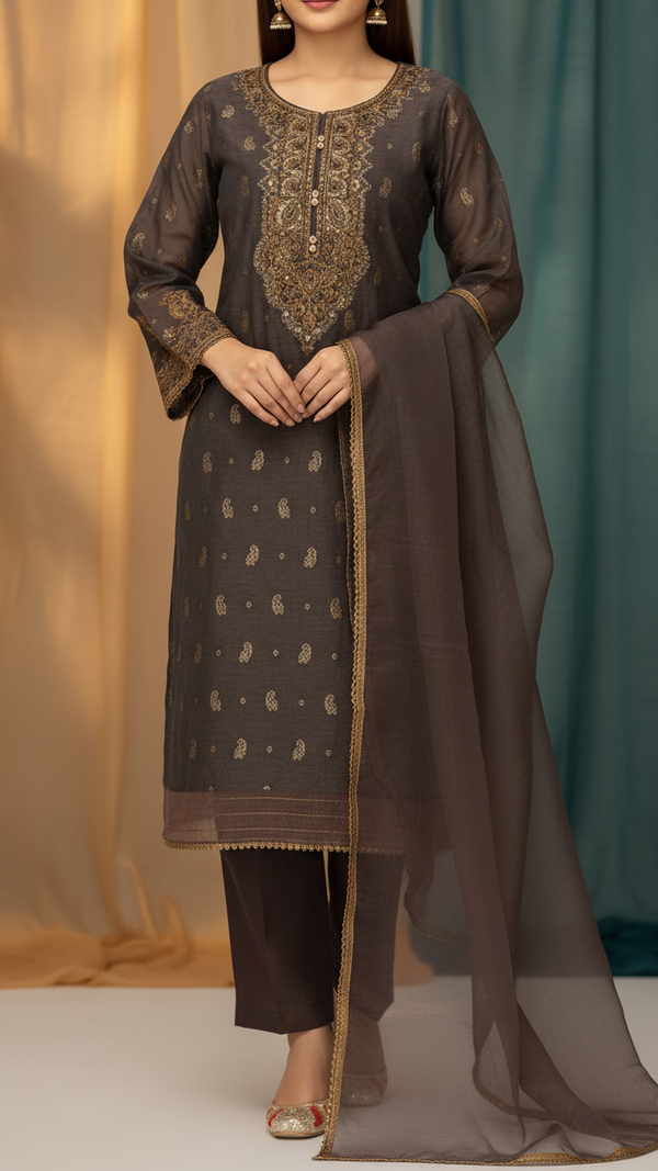 3PC- Cotton Lurix Jaquard Suit PS5119