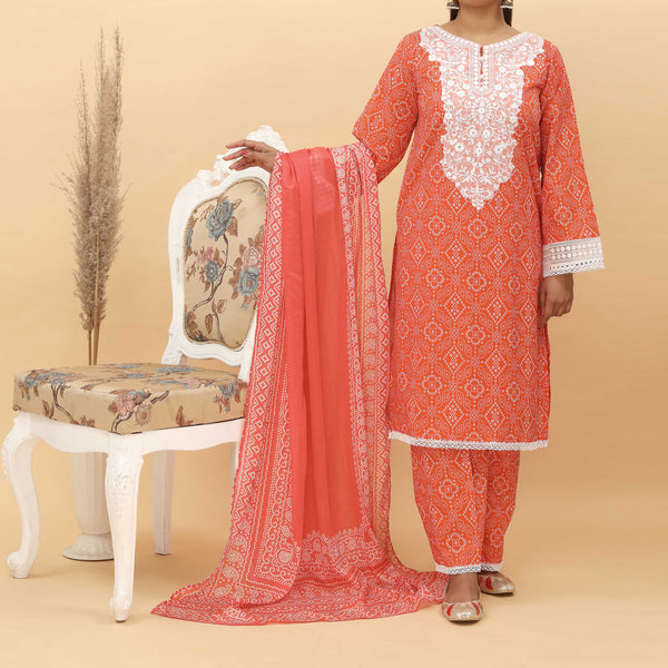 3PC- Embroidered Digital Printed Cotton Cambric Suit PS5126