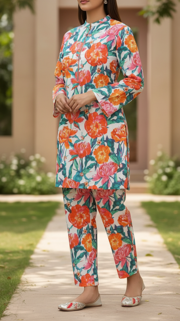 2PC- Digital Printed Cambric Cord Set PS5129