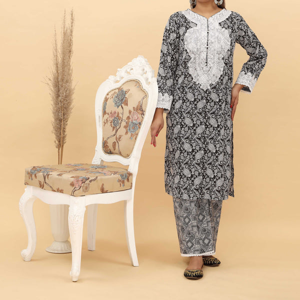 2PC- Embroidered Digital Printed Cotton Cambric Suit   PS5133