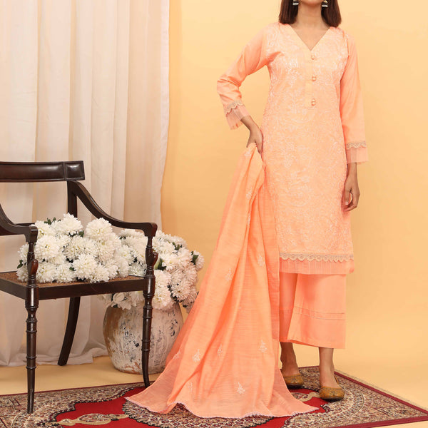 3PC- Embroidered Cambric Suit PS5150