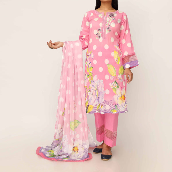 3PC- Digital Printed Embroiderd Lawn Suit PS5179