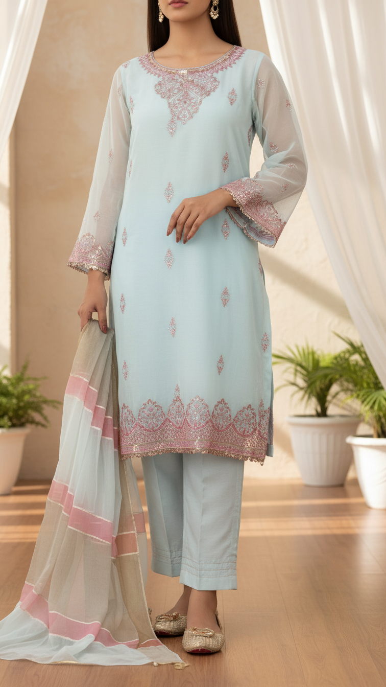 3PC- Cotton Khadi Net Suit PS5194