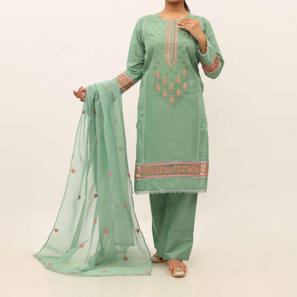 3PC- Embroidered Cambric Suit PS5215