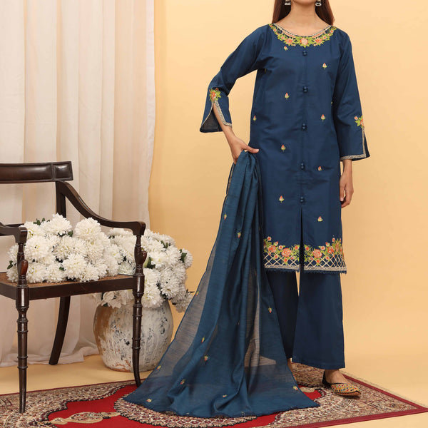 3PC- Embroidered Cambric Suit PS5223