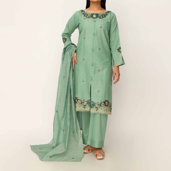 3PC- Cambric Embellished Suit PS5224