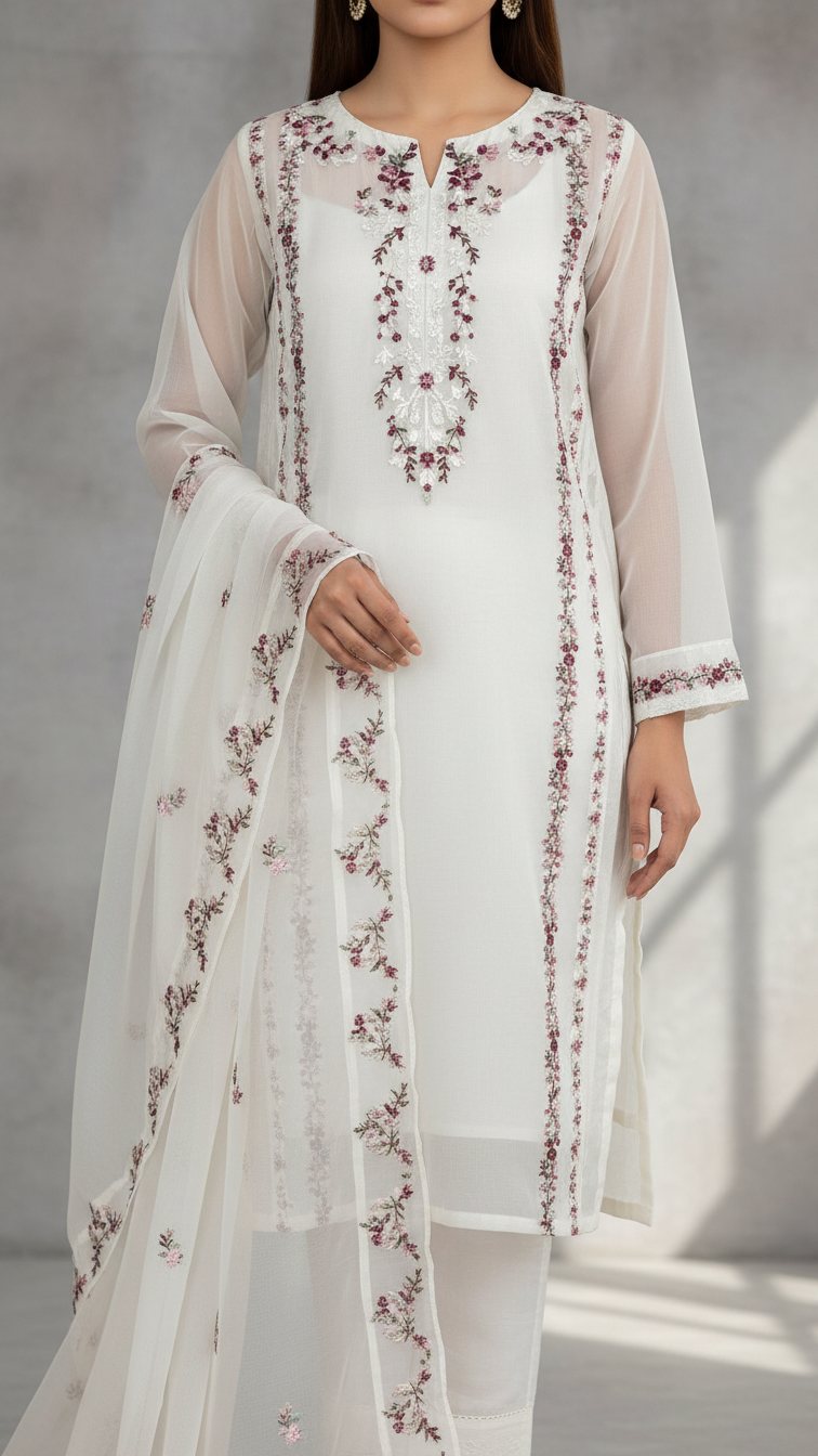 3PC- Fully Embroidered Organza Suit PS5246