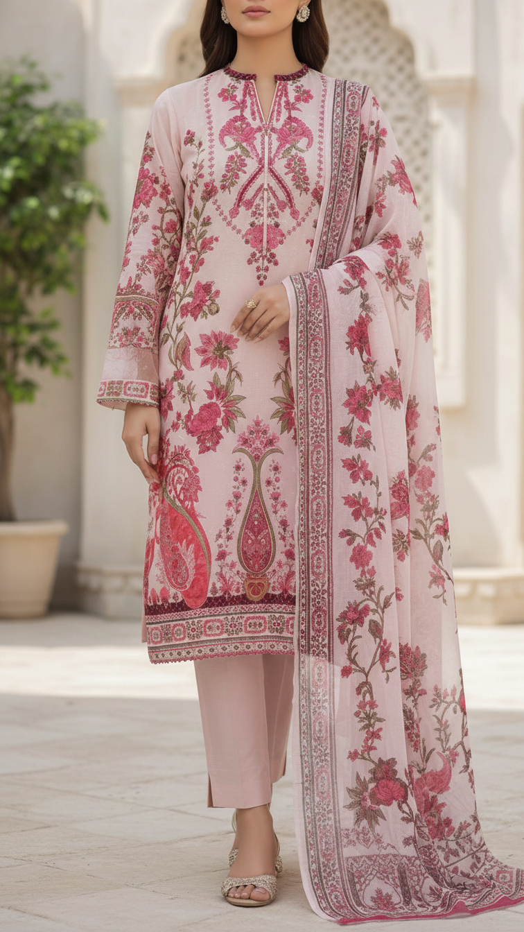 3PC- Digital Printed Lawn Suit PS5256