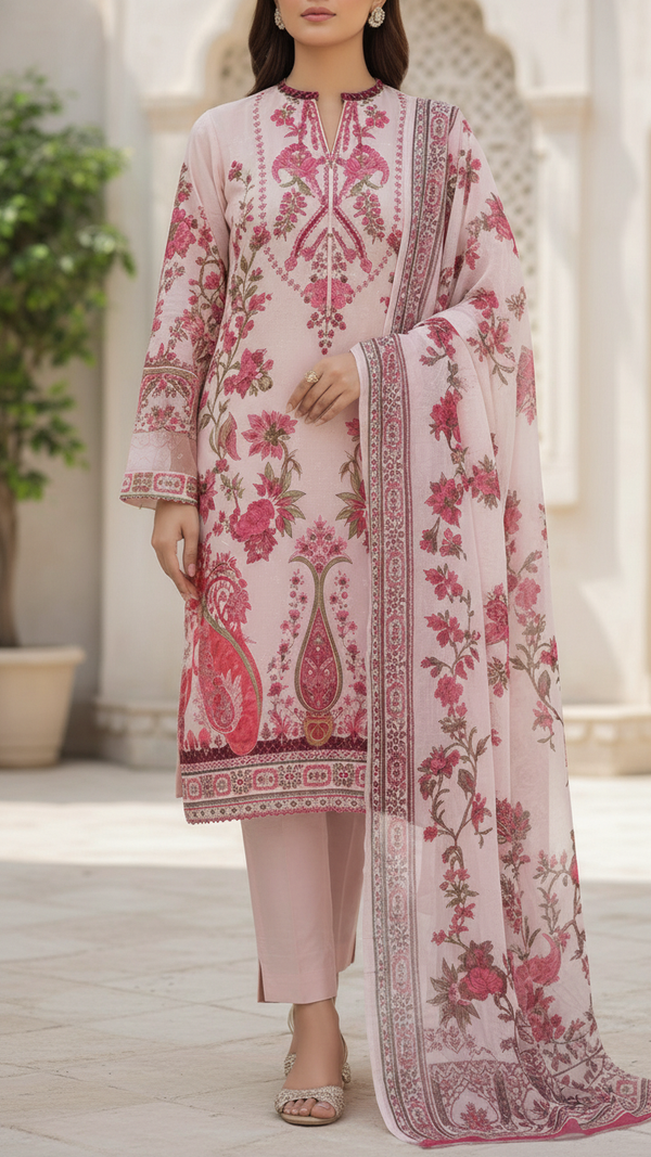 3PC- Digital Printed Lawn Suit PS5256