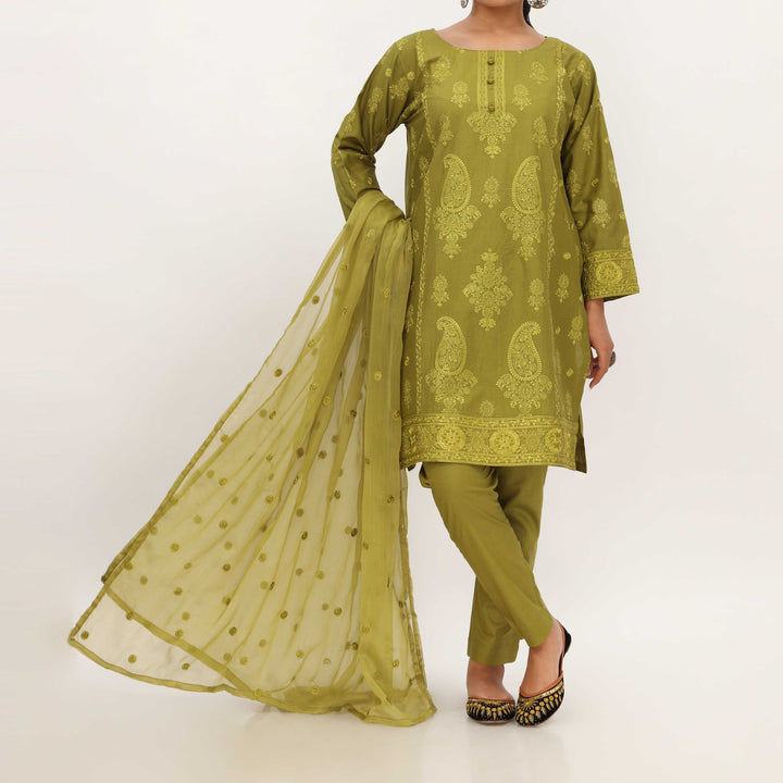 3PC- Embroidered Cambric Suit PS5267