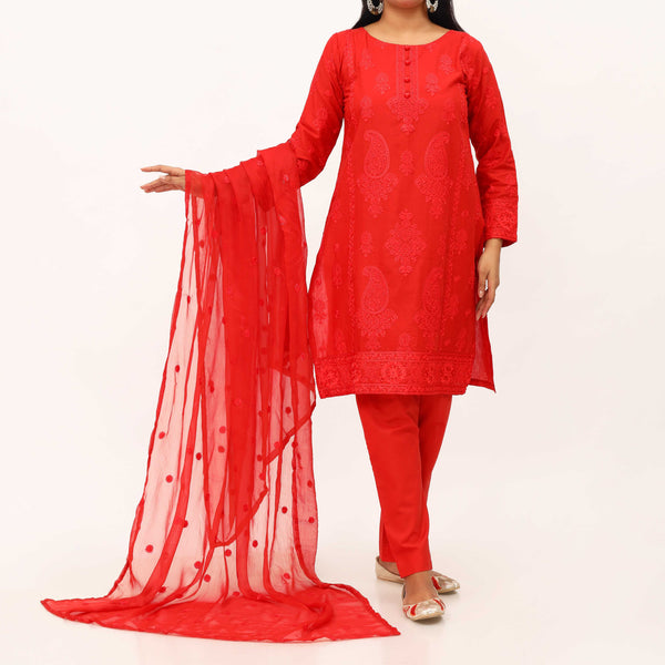 3PC- Embroidered Cambric Suit PS5268