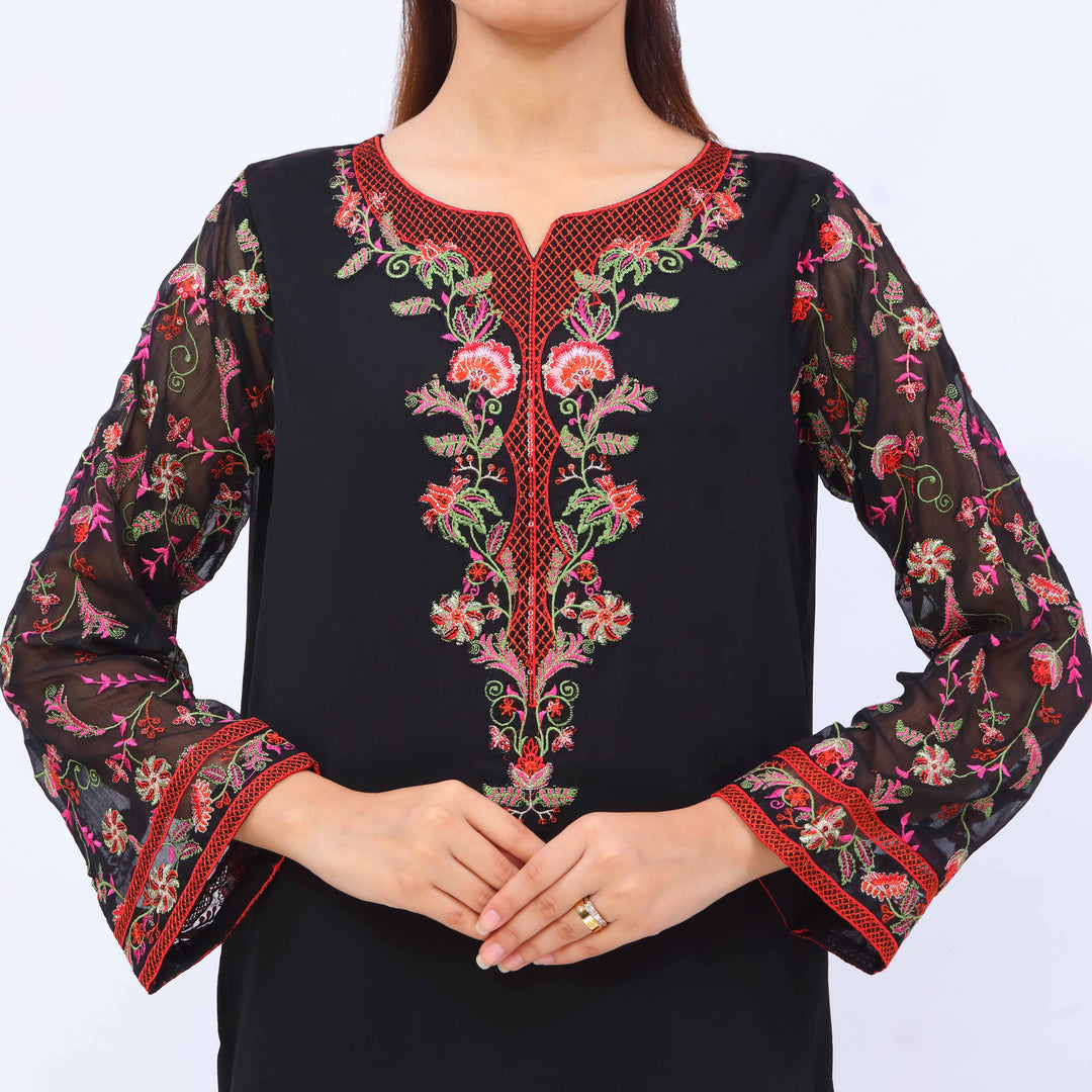 3 PC- Crincle Chiffon Embroiderd Suit PS5280