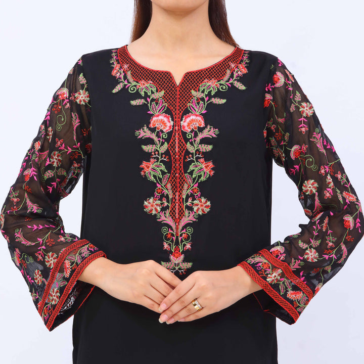 3 PC- Crincle Chiffon Embroiderd Suit PS5280