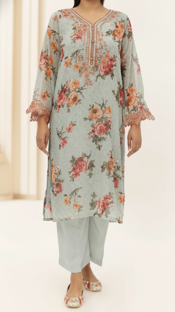 2PC- Digital Printed Georget Chiffon Suit PS5301
