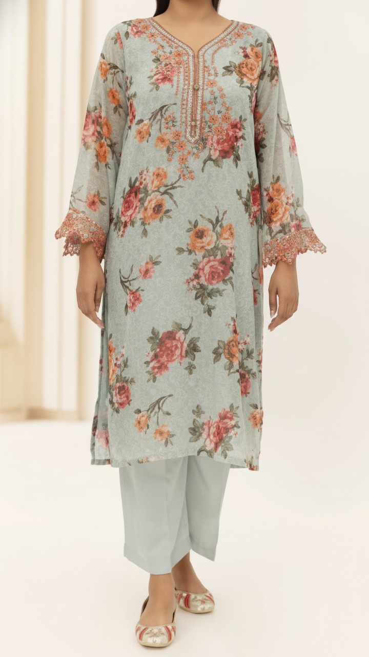 2PC- Digital Printed Georget Chiffon Suit PS5301