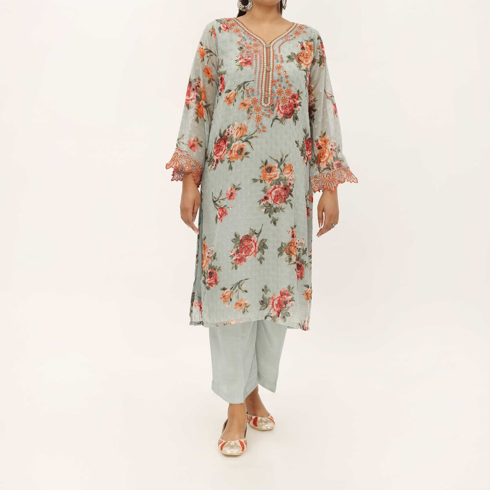 2PC- Digital Printed Georget Chiffon Suit PS5301