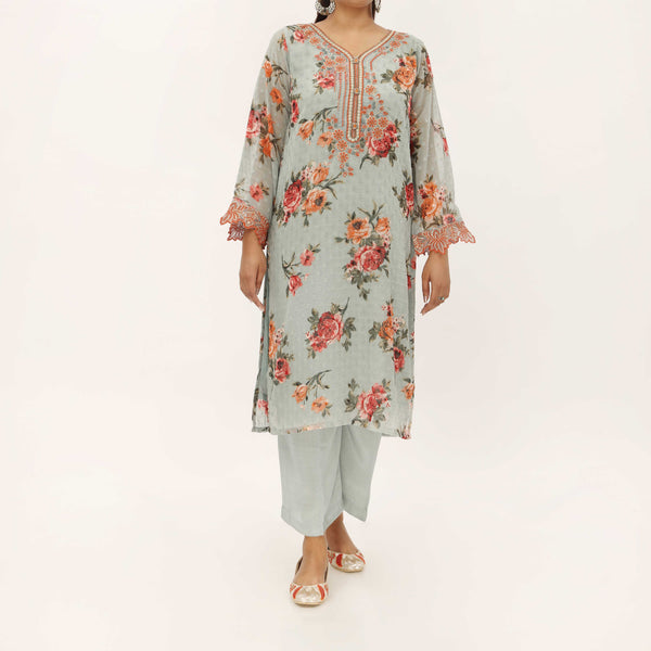 2PC- Digital Printed Georget Chiffon Suit PS5301