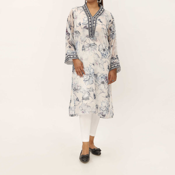 1PC- Digital Printed Crinckle Chiffon Shirt PS5307