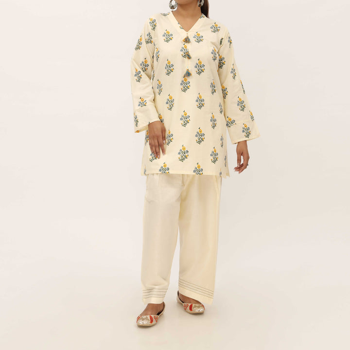 2PC- Screen Printed Cotton Cambric Suit PS5333