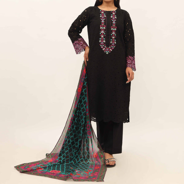 3PC- Schiffly Chikankari Lawn Suit PS5342