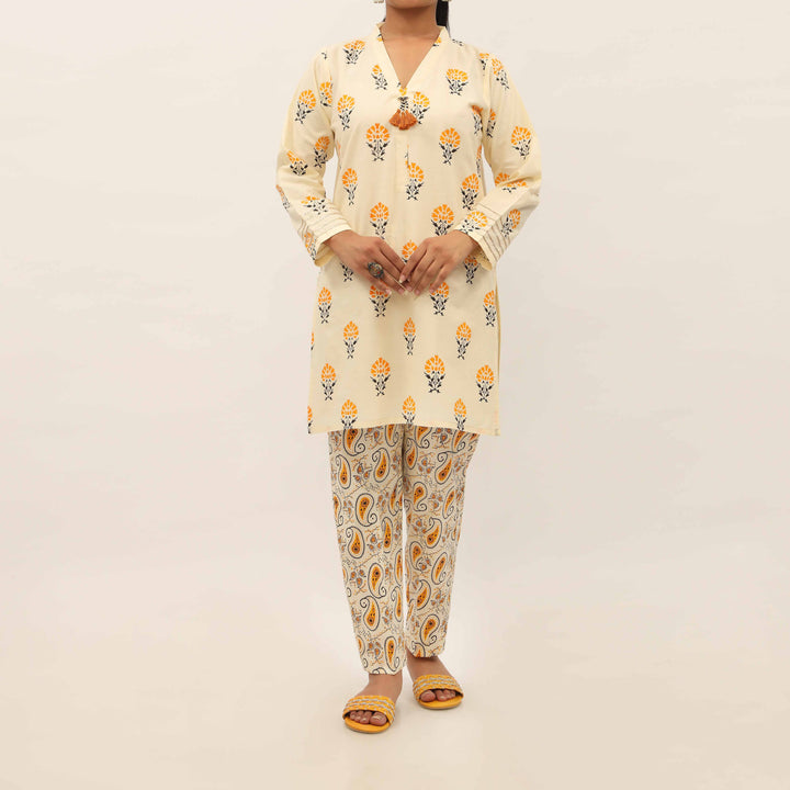 2PC- Screen Printed Cotton Cambric Suit PS5355