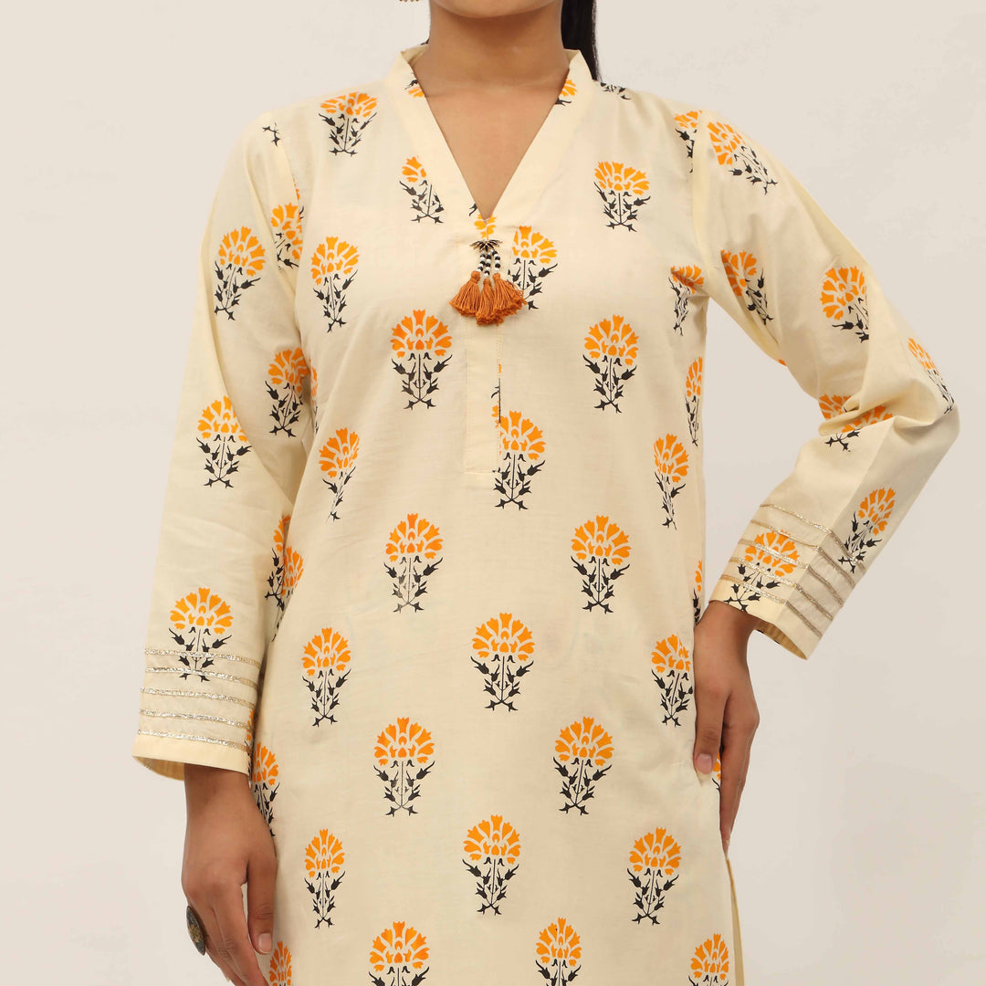 2PC- Screen Printed Cotton Cambric Suit PS5355