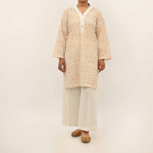 2PC- Gold Printed Raw Silk Suit PS5358