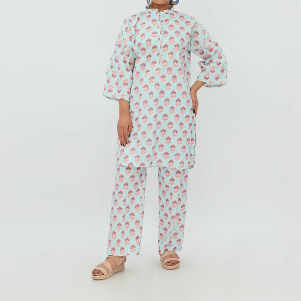 2PC- Digital Printed Cotton Cambric Co-ord Set PS5366