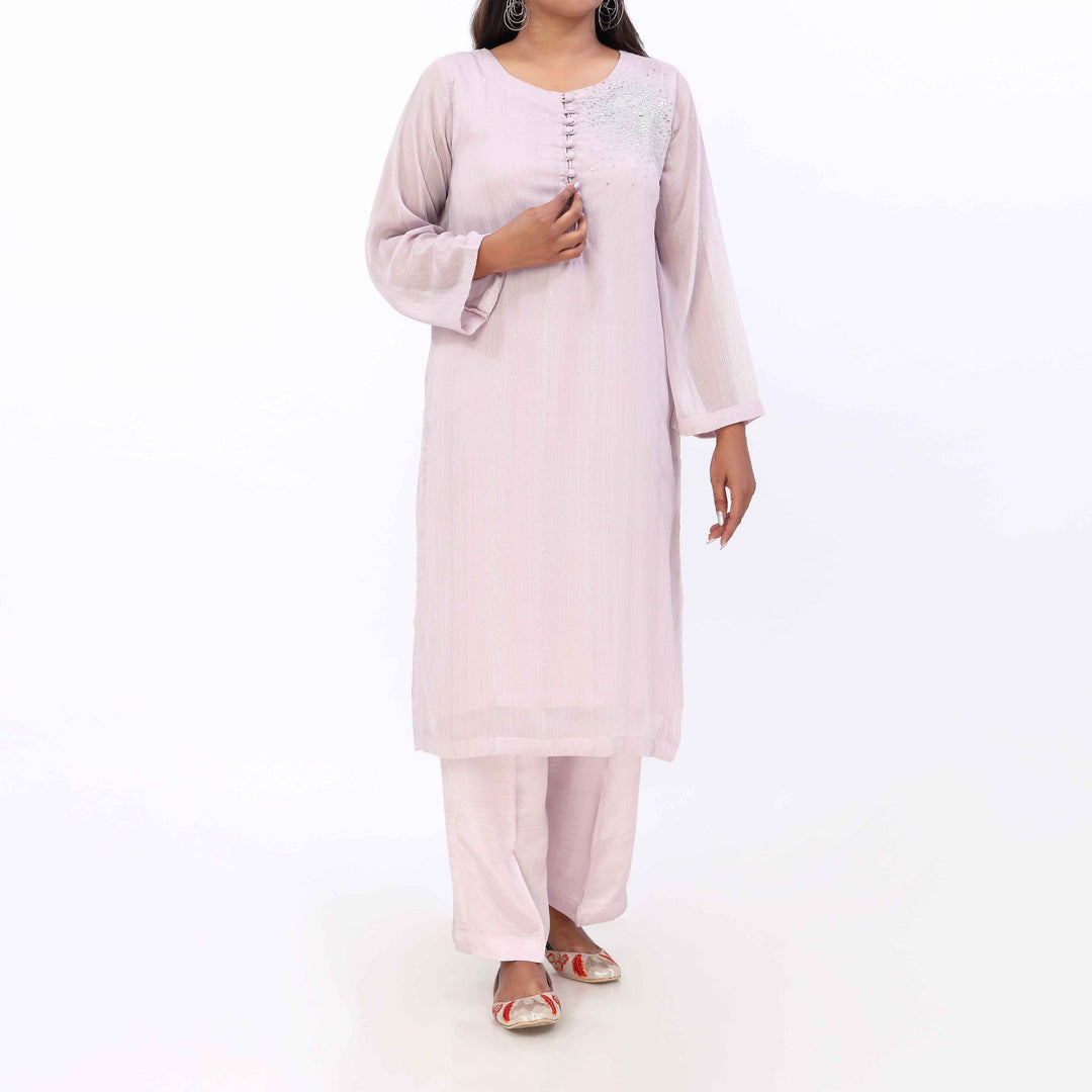 2PC- Embroidered Chiffon Zari Suit PS5372