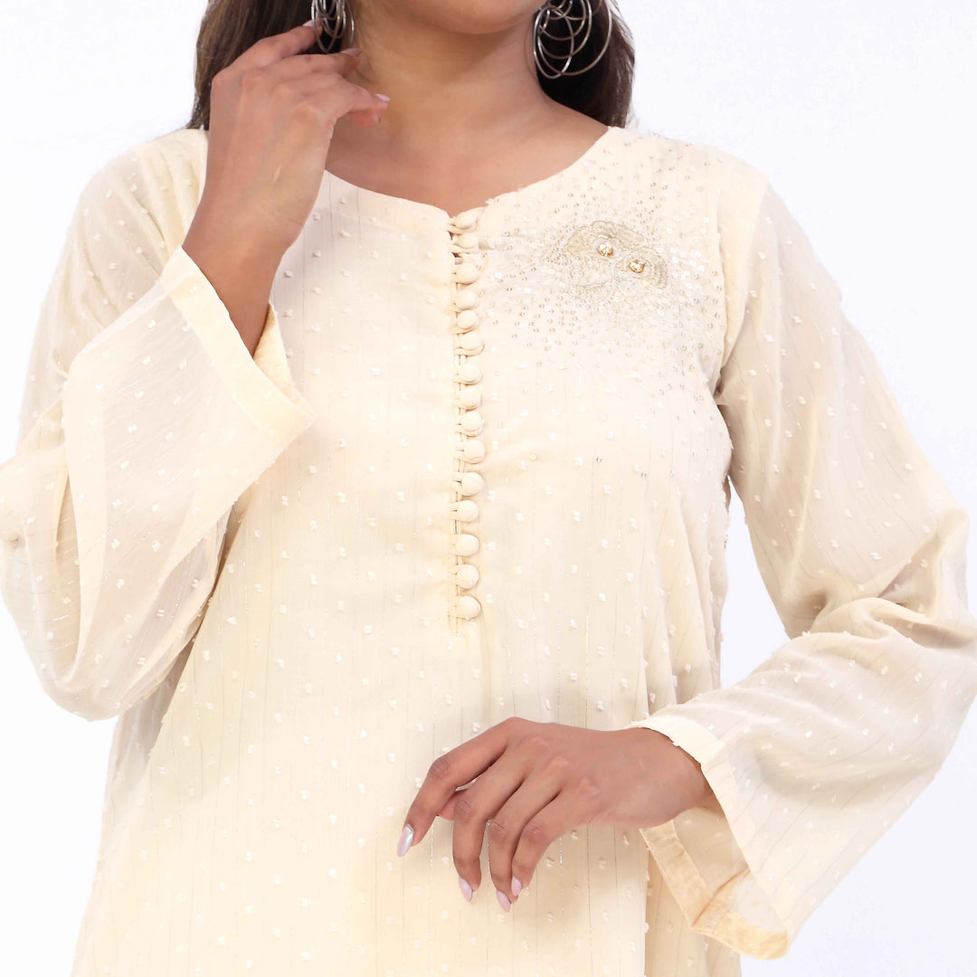 2PC- Embroidered Chiffon Zari Suit PS5373