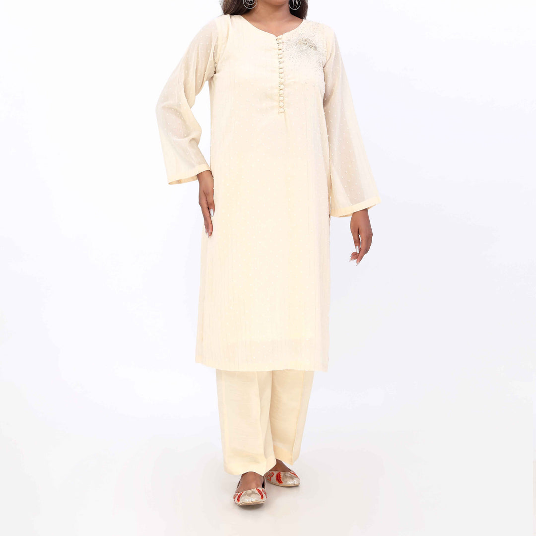 2PC- Embroidered Chiffon Zari Suit PS5373