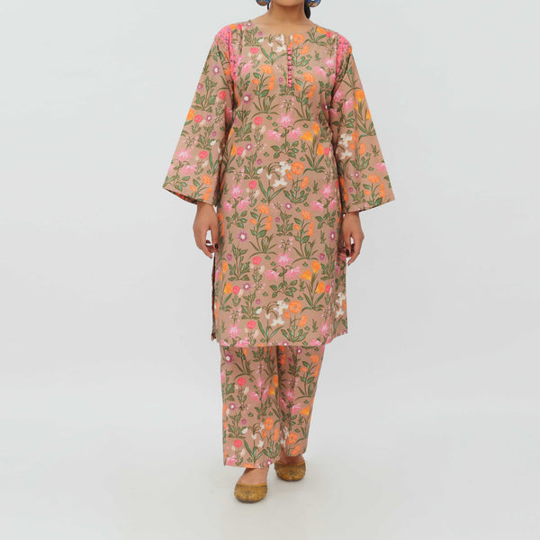 2PC- Digital Printed Cotton Cambric Co-ord Set PS5376