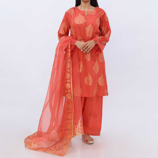 3PC- Cotton Cambric Printed Suit PS5378