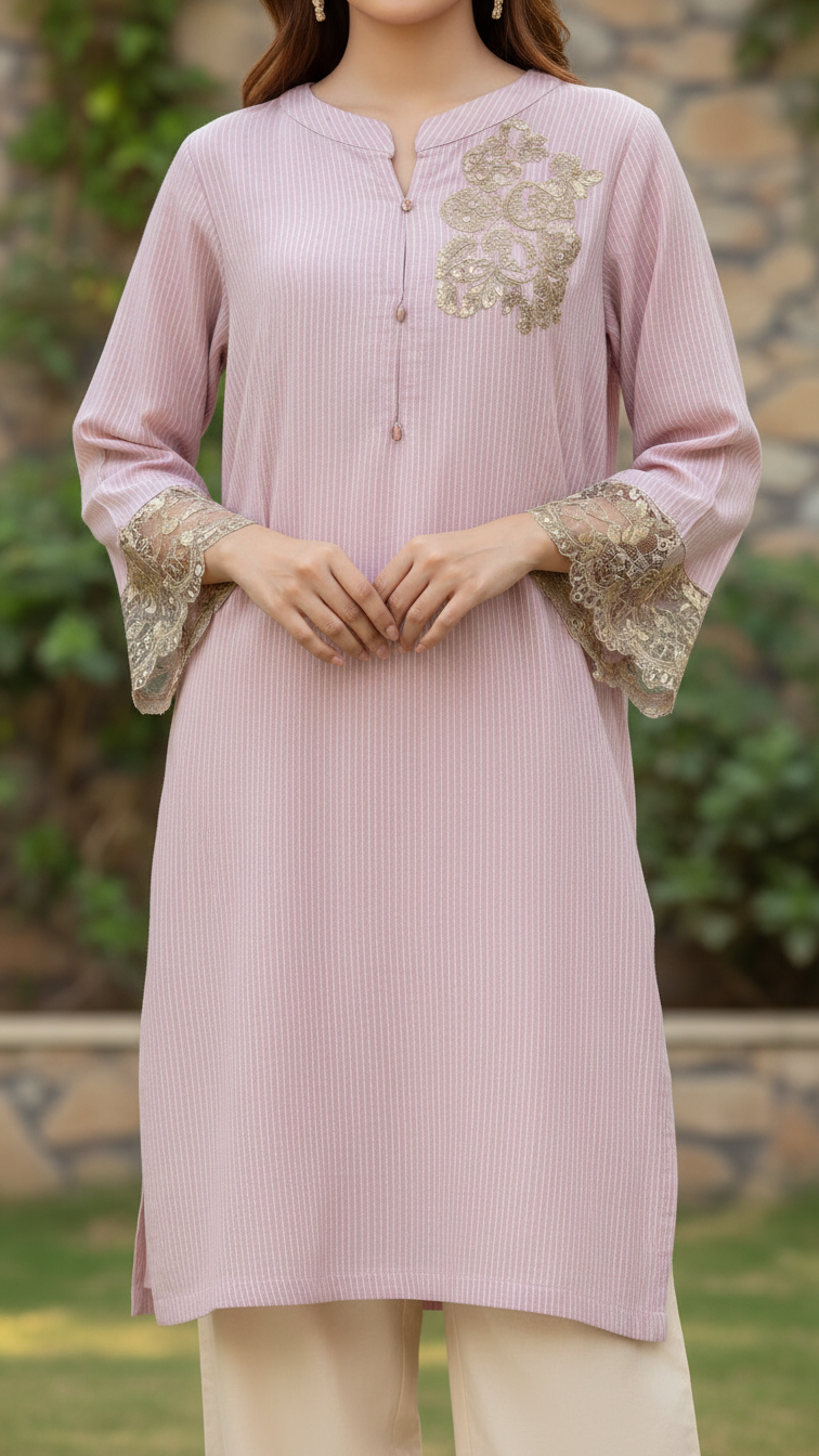 1PC- Crincle Georget Chiffon Shirt PS5387