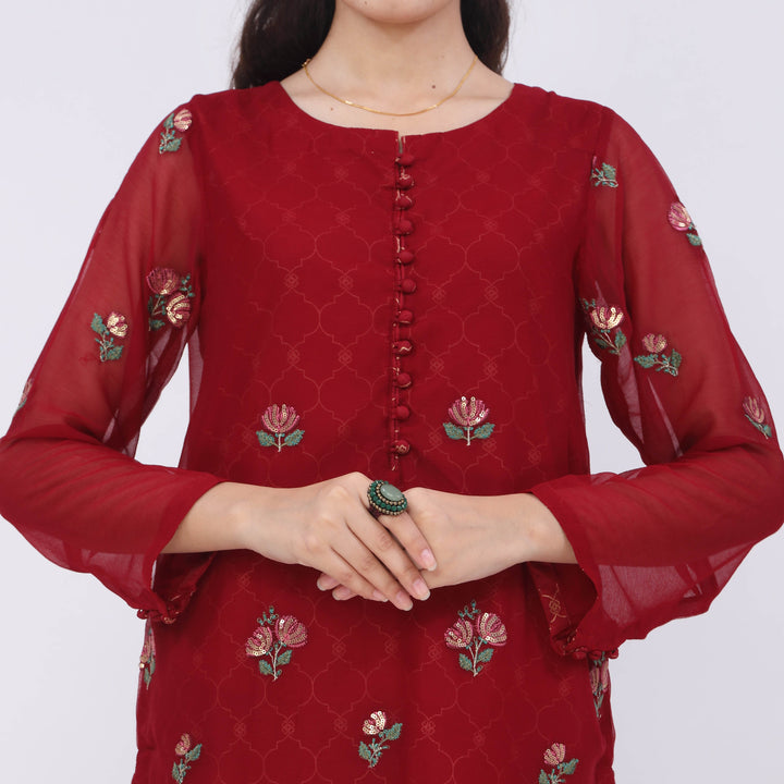 3PC- Embroiderd Chiffon Suit PS5389