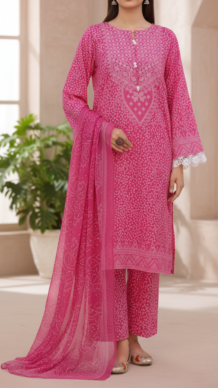 3 PC- Digital Printed Lawn Suit PS5396
