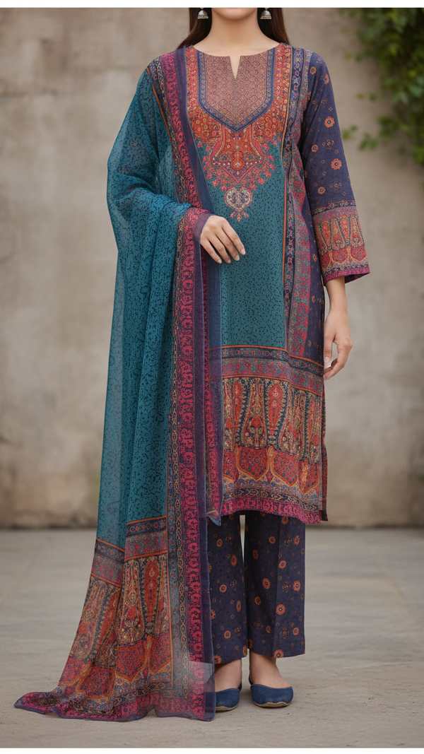 3 PC- Digital Printed Lawn Suit PS5419