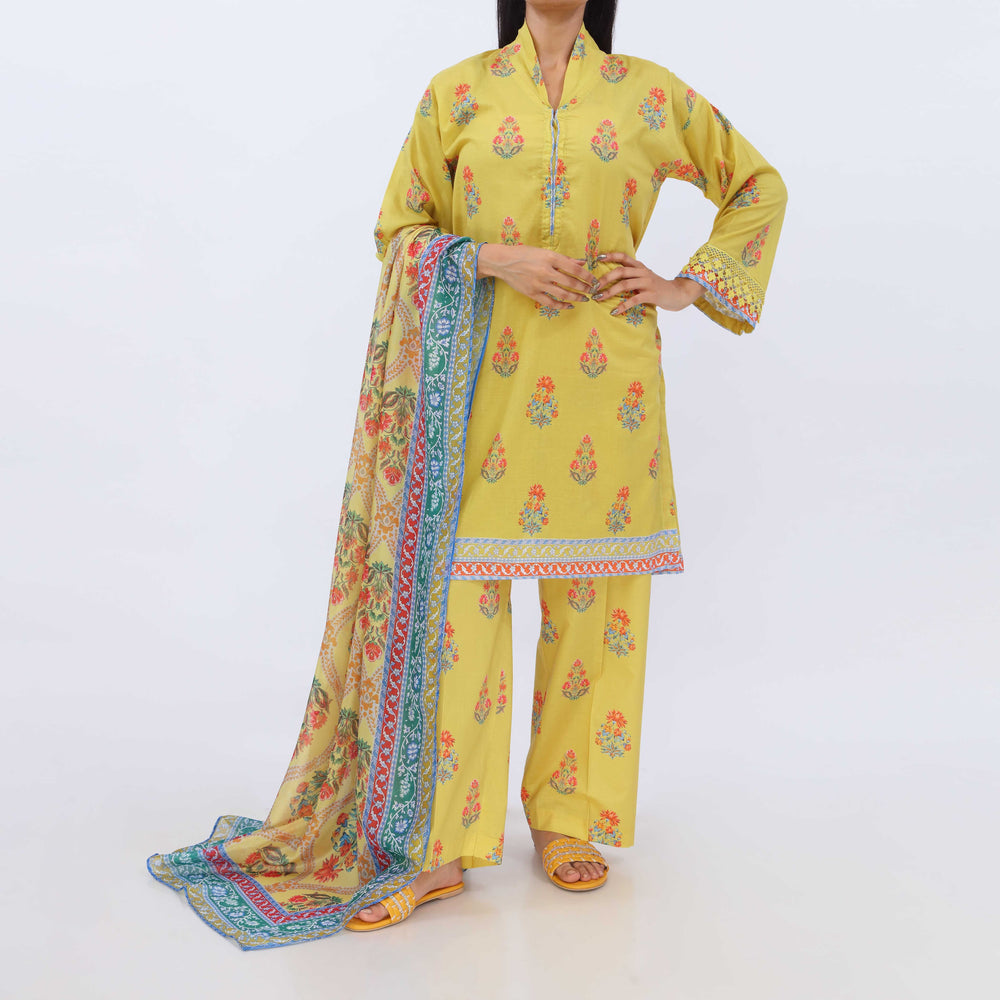3PC- Digital Printed Cotton Cambric Suit PS5431