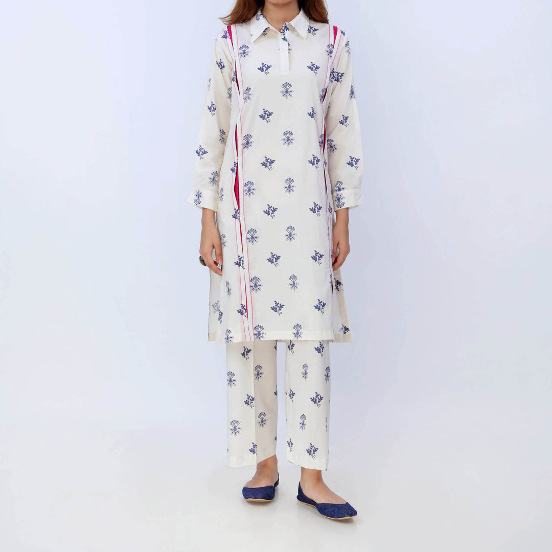 2PC- Digital Printed Cotton Cambric Co-Ord Set PS5439