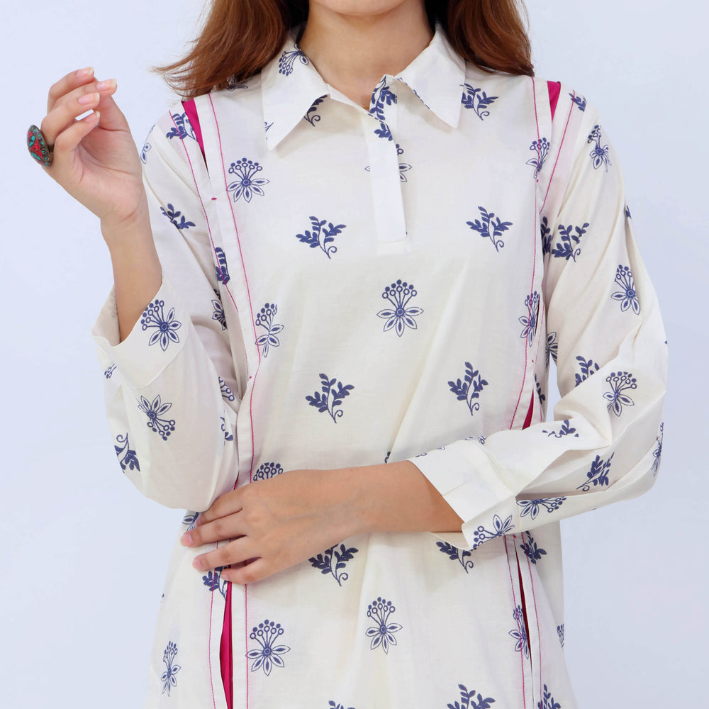 2PC- Digital Printed Cotton Cambric Co-Ord Set PS5439